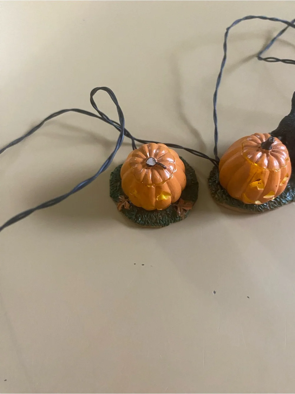 Lemax Orange Pumpkin and Black Cat Halloween String Lights